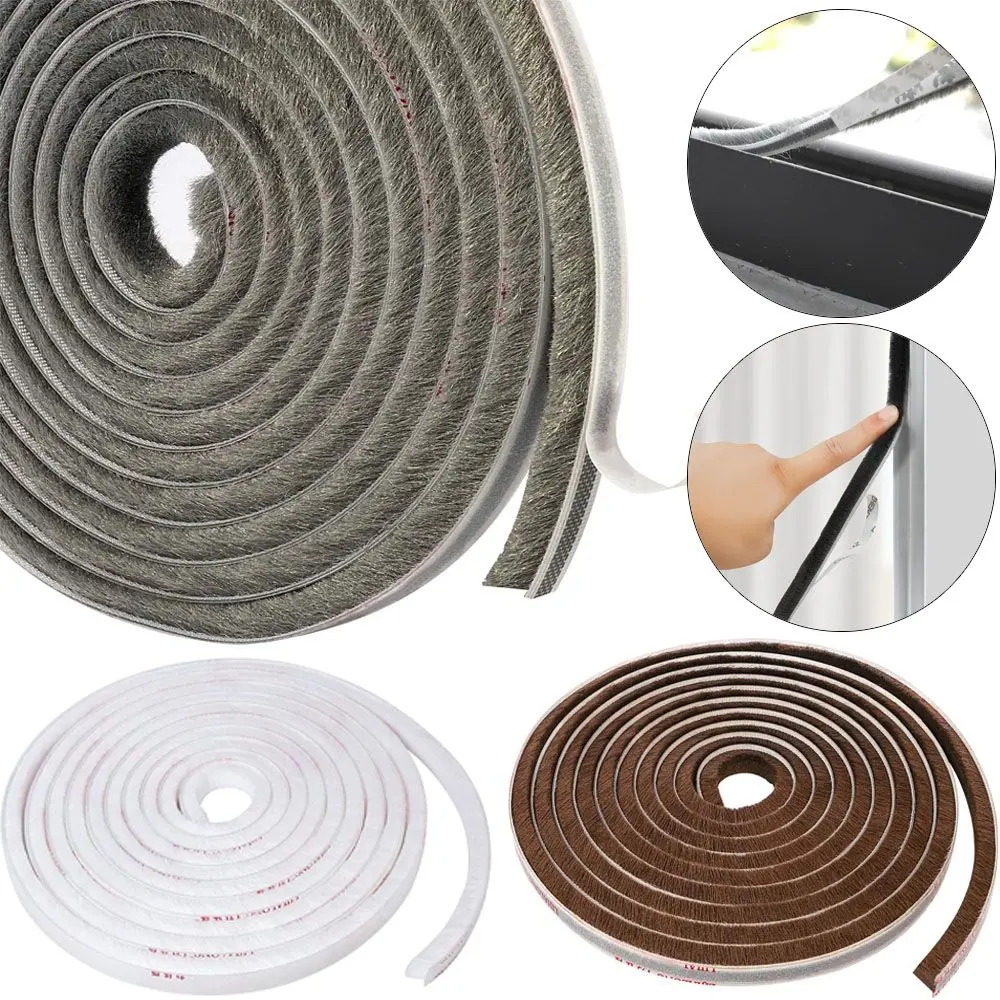 5M Brush Strip Self Adhesive Door Window Sealing Strip Door Window Windproof Anti Insect Strip Gasket Home Living Supplies
