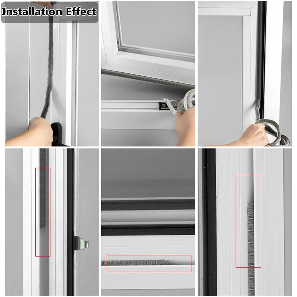 5M Brush Strip Self Adhesive Door Window Sealing Strip Door Window Windproof Anti Insect Strip Gasket Home Living Supplies