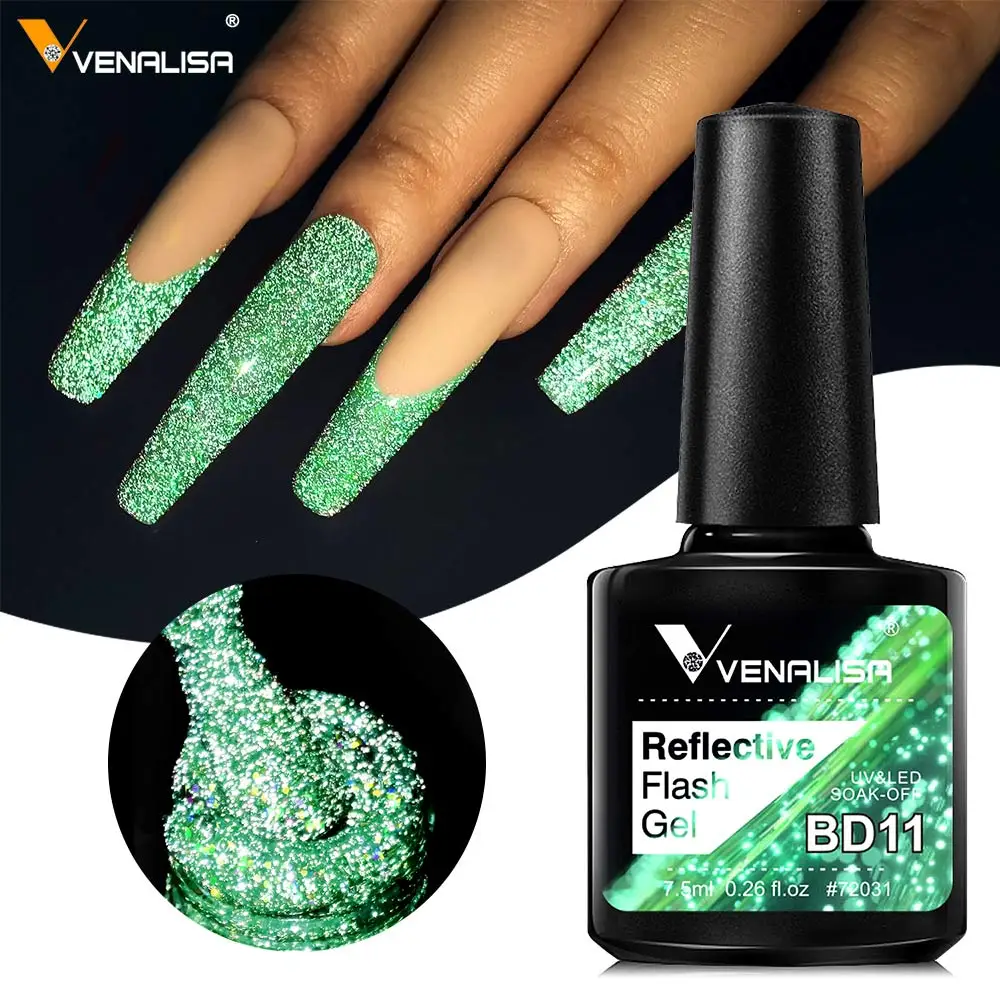 Venalisa Reflective Glitter Nail Gel Polish Neon Color Full Coverage Pigment Nail Art Manicure Soak Off Enamel UV Gel Varnish