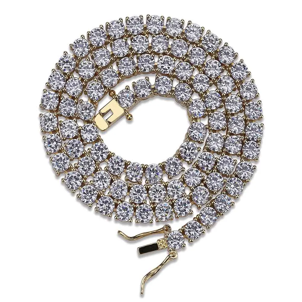 TOPGRILLZ 3/4/5MM Classic Tennis Chain Waterproof Copper Iced Out Micro Pave Cubic Zirconia Hip Hop Fashion Jewelry Women Gift