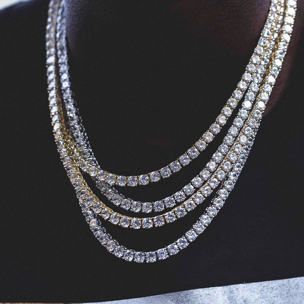 TOPGRILLZ 3/4/5MM Classic Tennis Chain Waterproof Copper Iced Out Micro Pave Cubic Zirconia Hip Hop Fashion Jewelry Women Gift