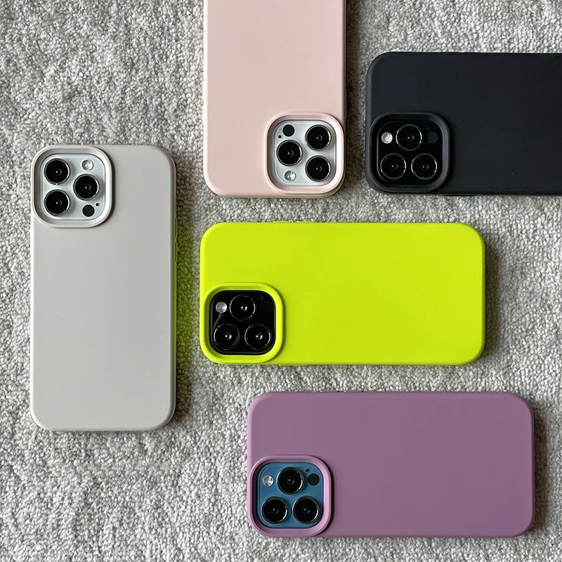 Official Candy Color Silicone Case for iPhone 17 16Pro 15 16 14 Pro Max Camera Lens Protective Bumper Cover for iPhone 13 12 Pro