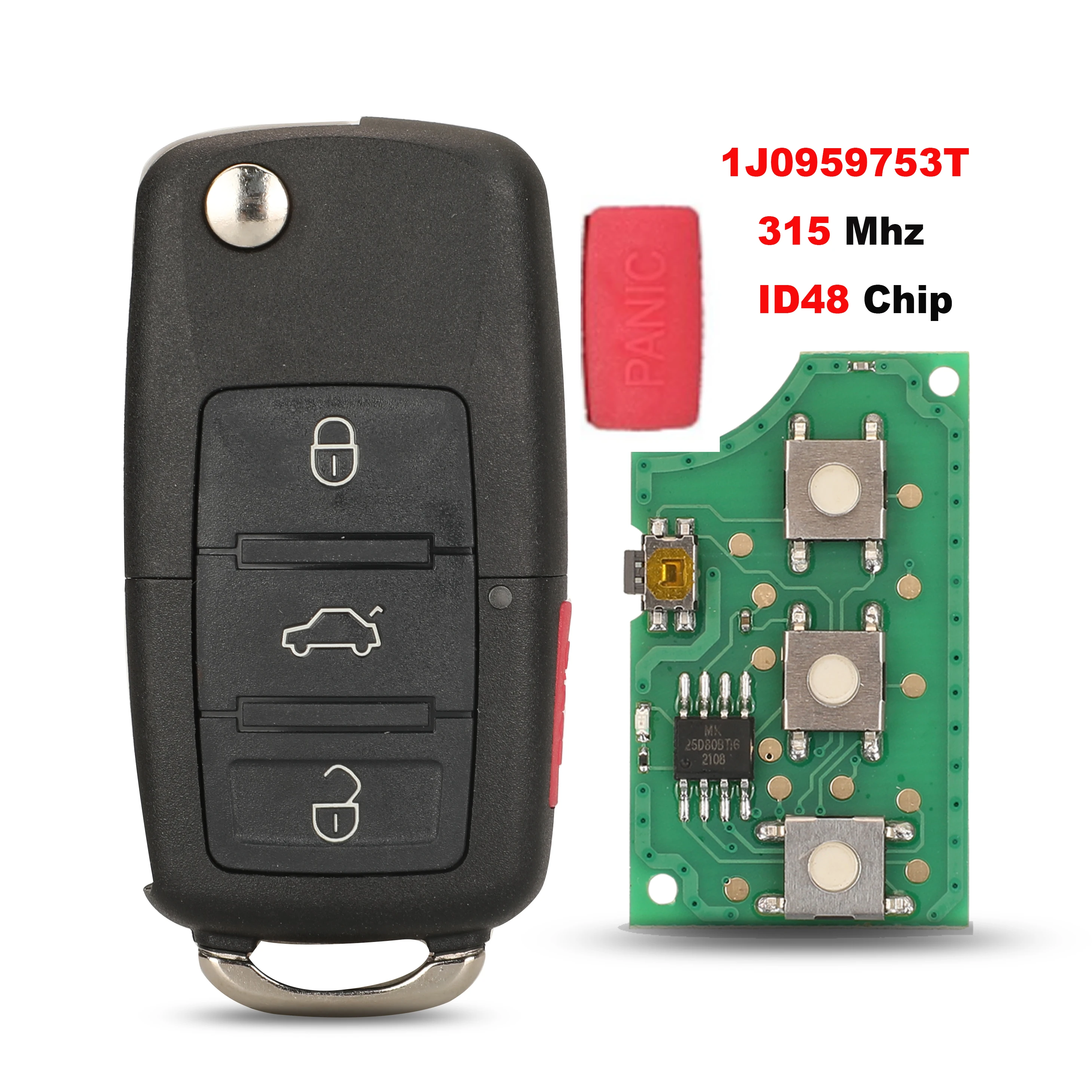jingyuqin Remote Car key Fob For VW Beetle Golf Jetta GTI Passat Key FOB Transmitter Control 1J0959753T/lK0959753P 315Mhz ID48