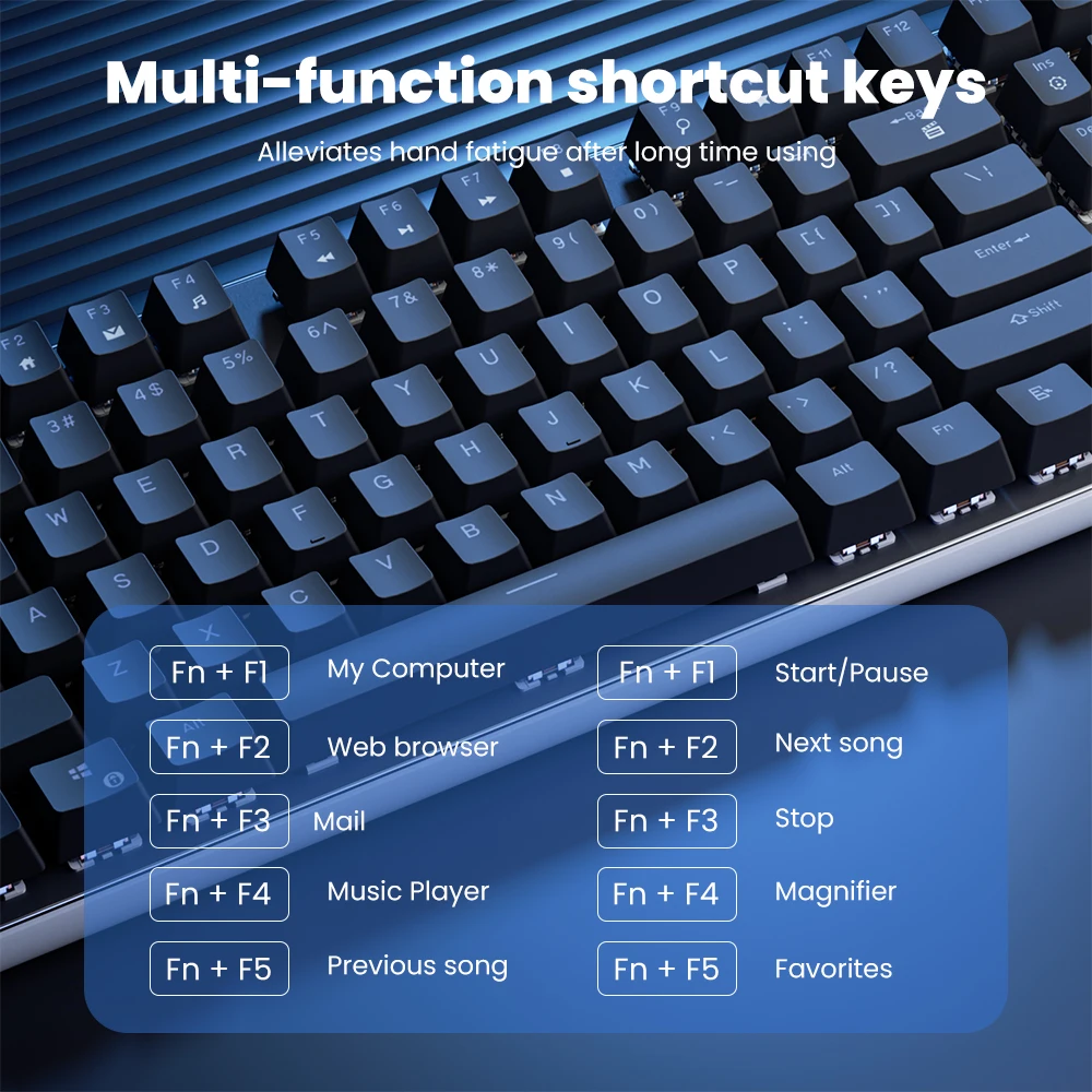 RK ROYAL KLUDGE RK918 Wired Mechanical Keyboard 108 Keys 100% RGB Backlit Gaming Keyboard with Large LED Sorrounding Side Lamp