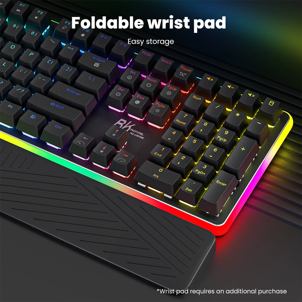 RK ROYAL KLUDGE RK918 Wired Mechanical Keyboard 108 Keys 100% RGB Backlit Gaming Keyboard with Large LED Sorrounding Side Lamp