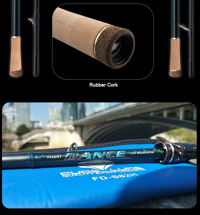 PURELURE DANCE S822H ML H Spinning Rod For Bass High Carbon Long Throwing Fishing Rod In FUJI Accessories, Plus Spinning Reel