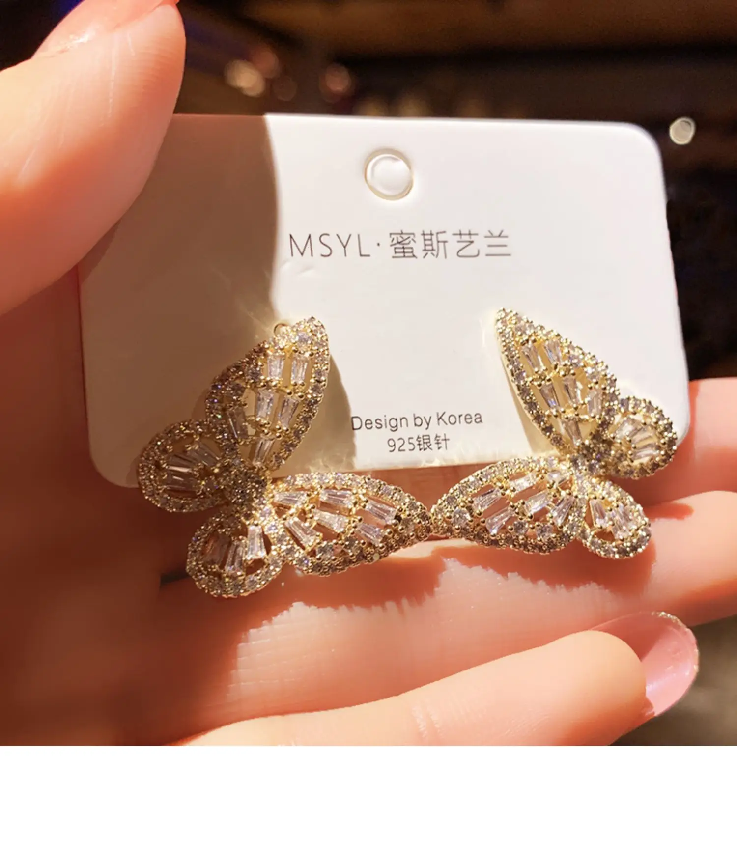 2022 New Butterfly Zircon Earrings women's Korean jewelry literary style earrings net red temperament simple new earrings