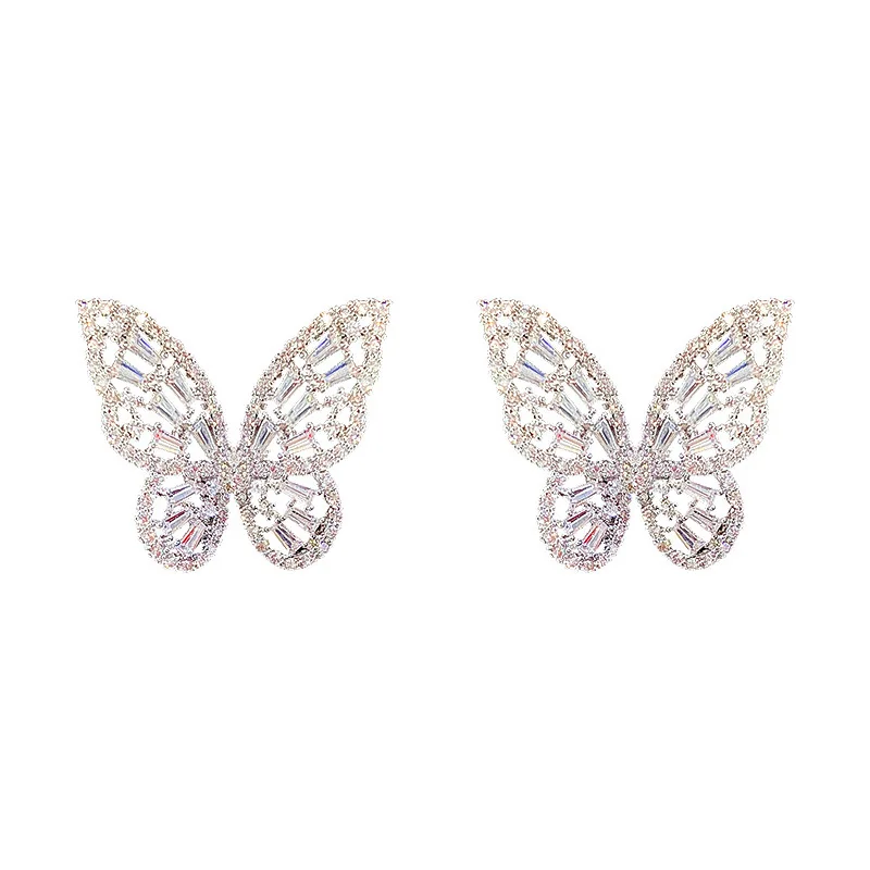 2022 New Butterfly Zircon Earrings women's Korean jewelry literary style earrings net red temperament simple new earrings