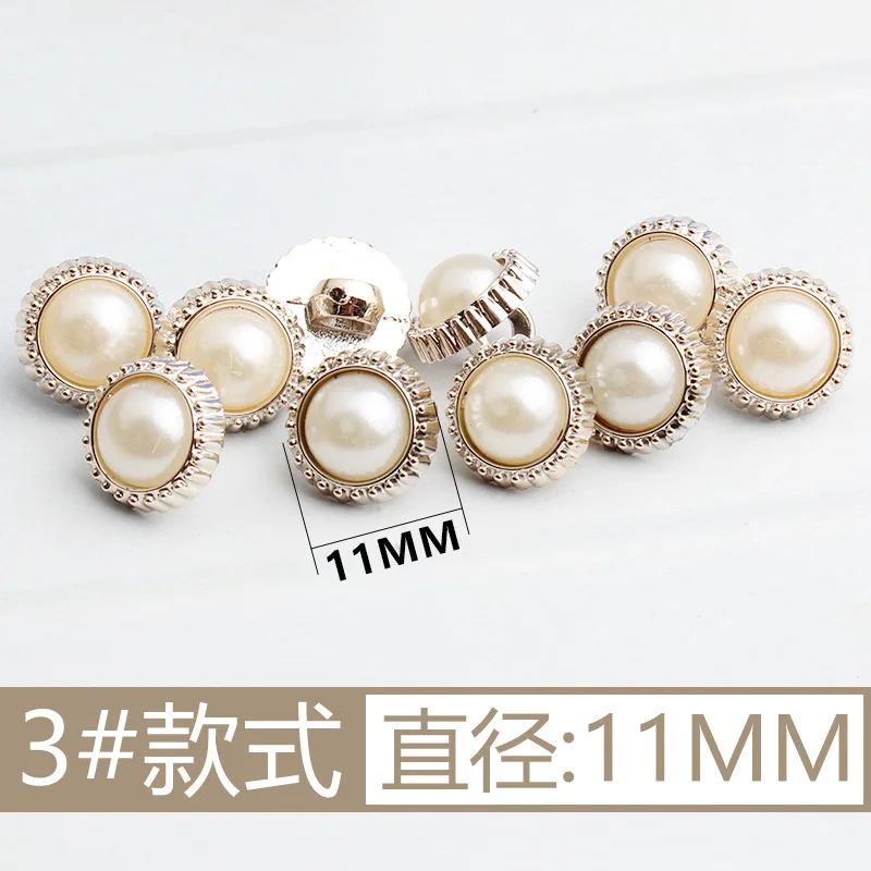 New Arrival Rhinestone Pearl Plastic Buttons For Shirt Clothes Coat Cardigan Sweater 10PCS/Lot 10MM/11MM KD912
