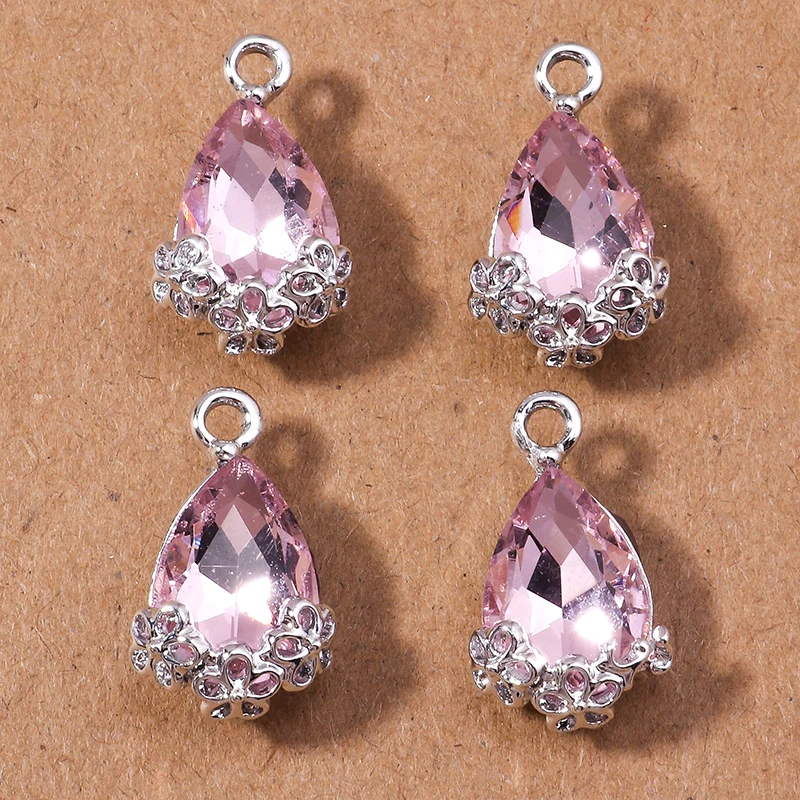 10pcs Elegant Shinning Crystal Waterdrop Charms for Jewelry Making Women Cute Drop Earrings Pendants Necklaces DIY Crafts Supply