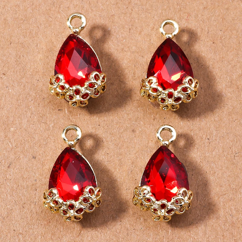 10pcs Elegant Shinning Crystal Waterdrop Charms for Jewelry Making Women Cute Drop Earrings Pendants Necklaces DIY Crafts Supply