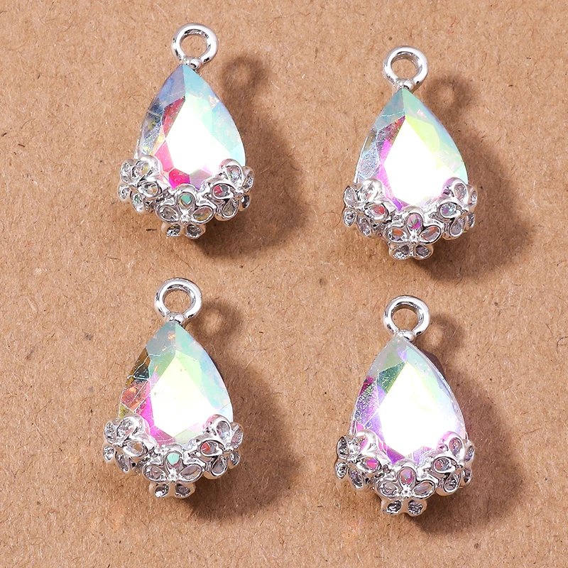 10pcs Elegant Shinning Crystal Waterdrop Charms for Jewelry Making Women Cute Drop Earrings Pendants Necklaces DIY Crafts Supply