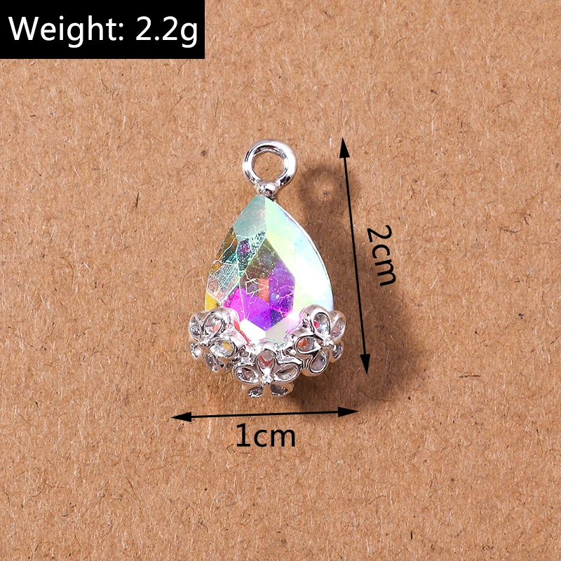 10pcs Elegant Shinning Crystal Waterdrop Charms for Jewelry Making Women Cute Drop Earrings Pendants Necklaces DIY Crafts Supply