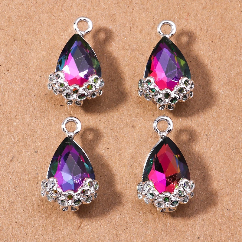 10pcs Elegant Shinning Crystal Waterdrop Charms for Jewelry Making Women Cute Drop Earrings Pendants Necklaces DIY Crafts Supply