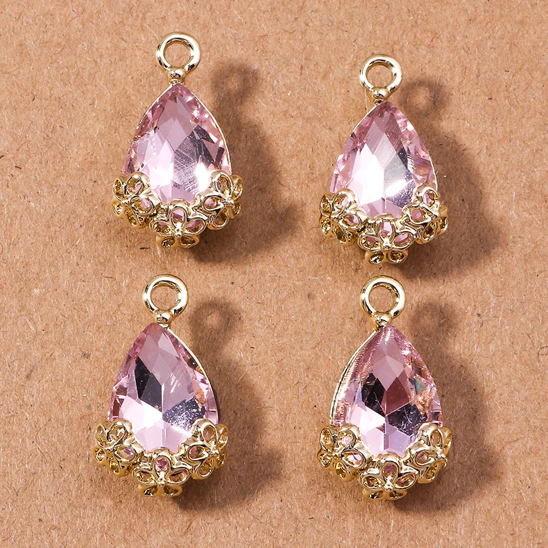 10pcs Elegant Shinning Crystal Waterdrop Charms for Jewelry Making Women Cute Drop Earrings Pendants Necklaces DIY Crafts Supply