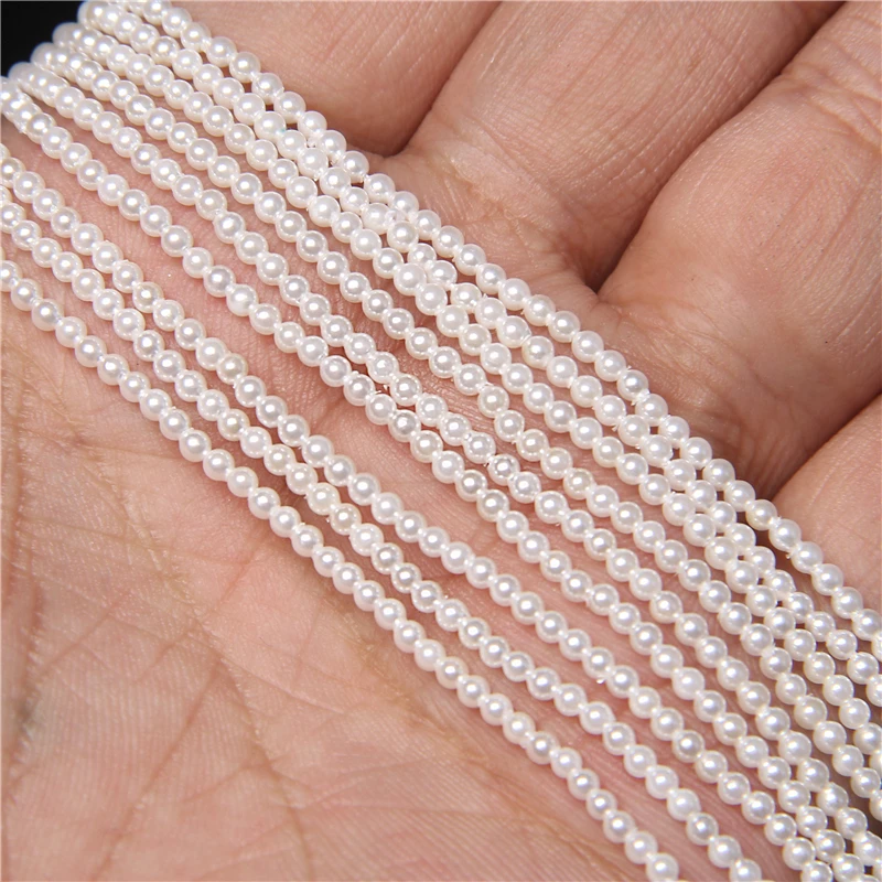 Wholesale 2mm/2.5mm Small Shell Beads Round White Imitation Seed Pearl Bead For Jewelry Making DIY Bracelet Necklace Rings 14"