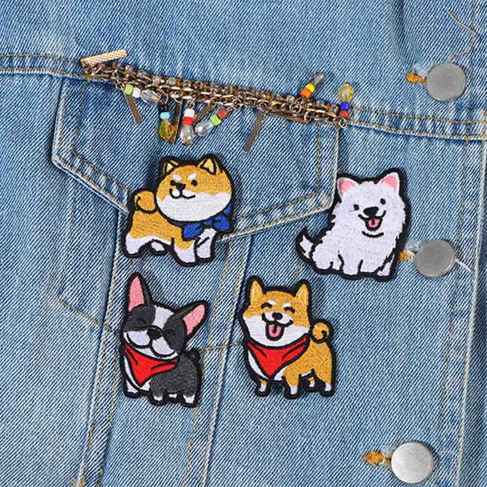 Corgi / Dachshund / Husky Embroidery Patches For Clothing Cute Dog Animal Iron-On Patches On Clothes