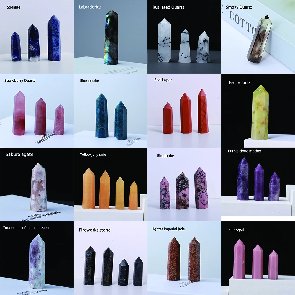 1pc Natural Quartz Point Rose Quartz Wand Healing Stone Amethyst Hexagonal Prism Energy Ore Pyramid Home Decoration