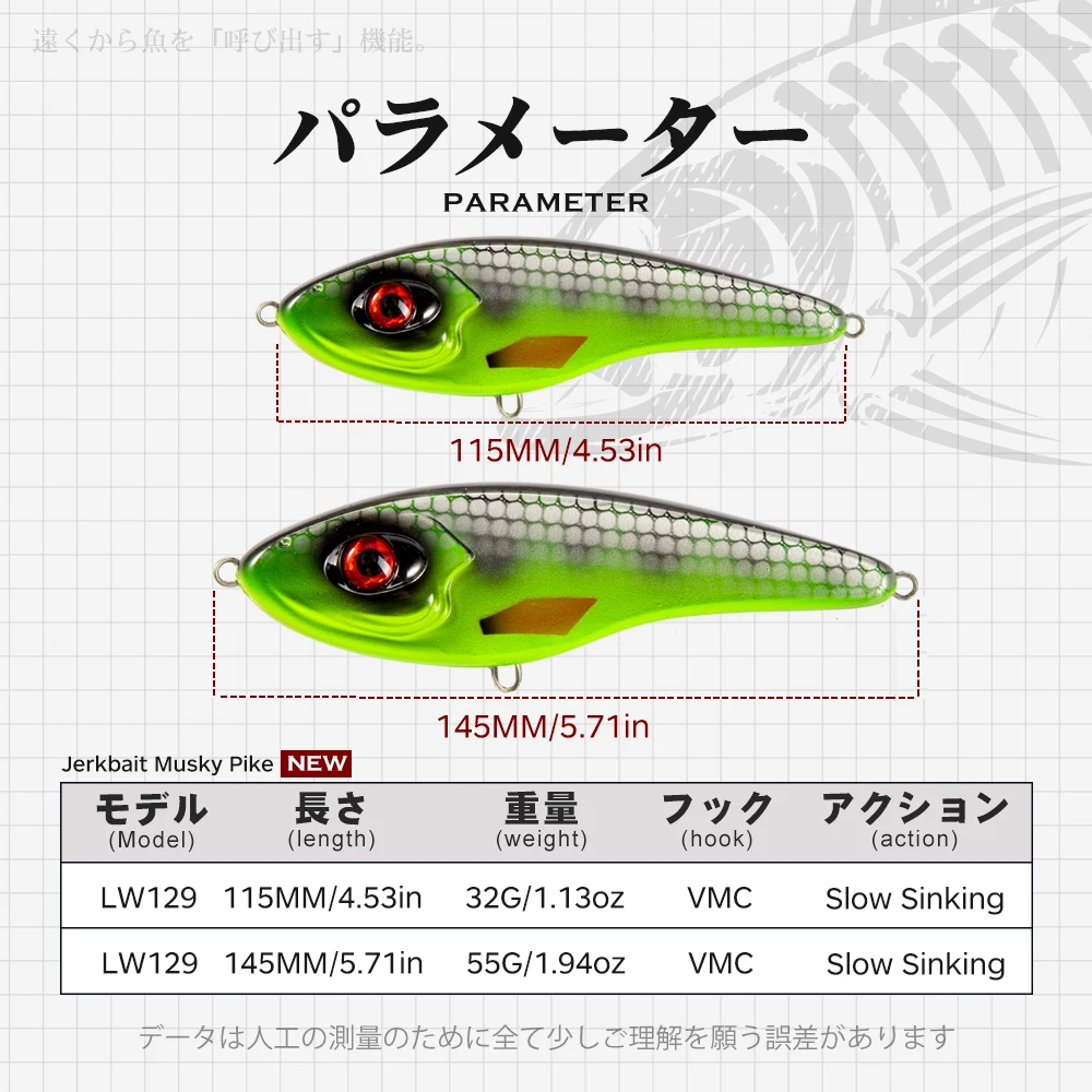 Hunthouse Jerkbait Pike Fishing Lure 11.5/14.5cm 32/55g Loud Sound Pencil Baits Slow Sinking For Bass Pesca Accessories