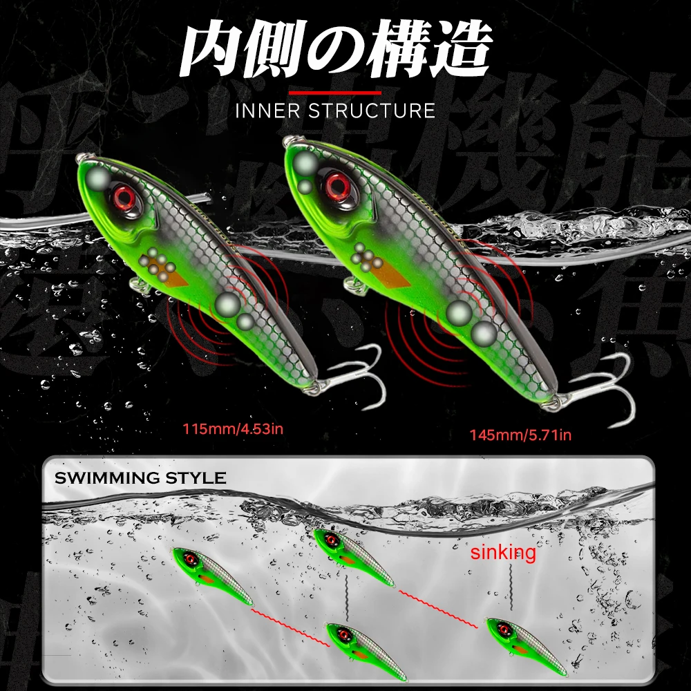 Hunthouse Jerkbait Pike Fishing Lure 11.5/14.5cm 32/55g Loud Sound Pencil Baits Slow Sinking For Bass Pesca Accessories