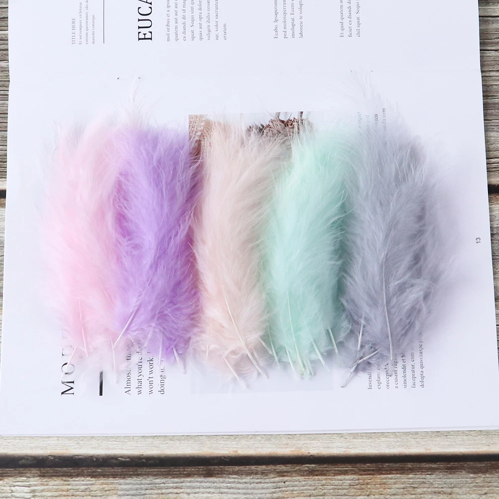 50PCS Colorful Fluffy Turkey Feathers Marabou Feather Turkey 10-15 for Craft Plumes Making Jewelry Decoration Wedding Accessory