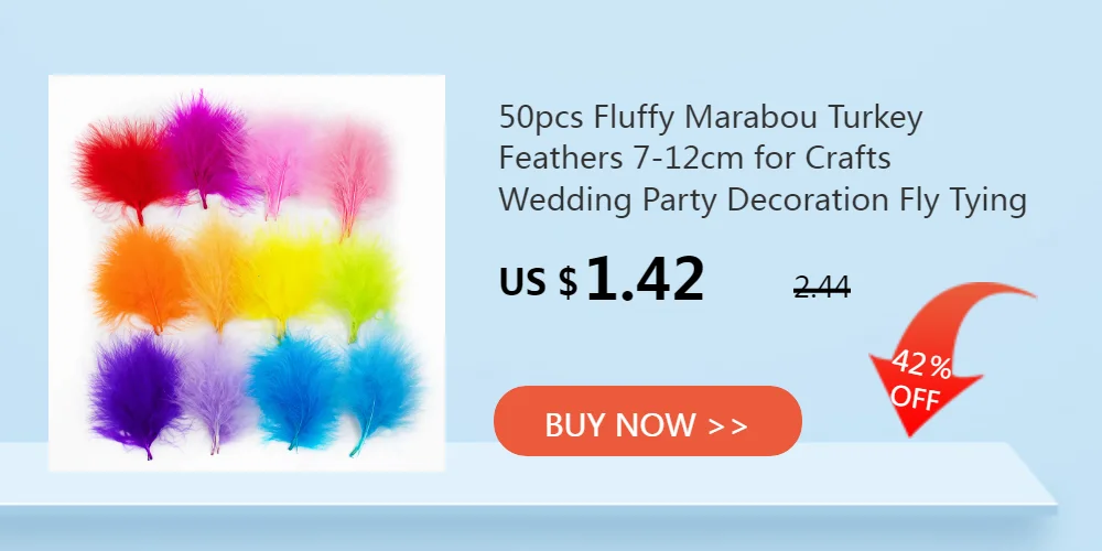 50PCS Colorful Fluffy Turkey Feathers Marabou Feather Turkey 10-15 for Craft Plumes Making Jewelry Decoration Wedding Accessory