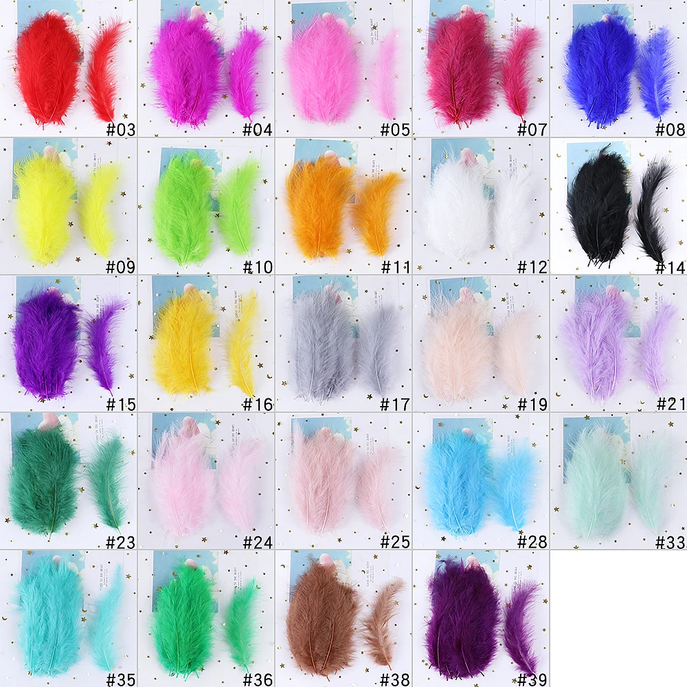 50PCS Colorful Fluffy Turkey Feathers Marabou Feather Turkey 10-15 for Craft Plumes Making Jewelry Decoration Wedding Accessory