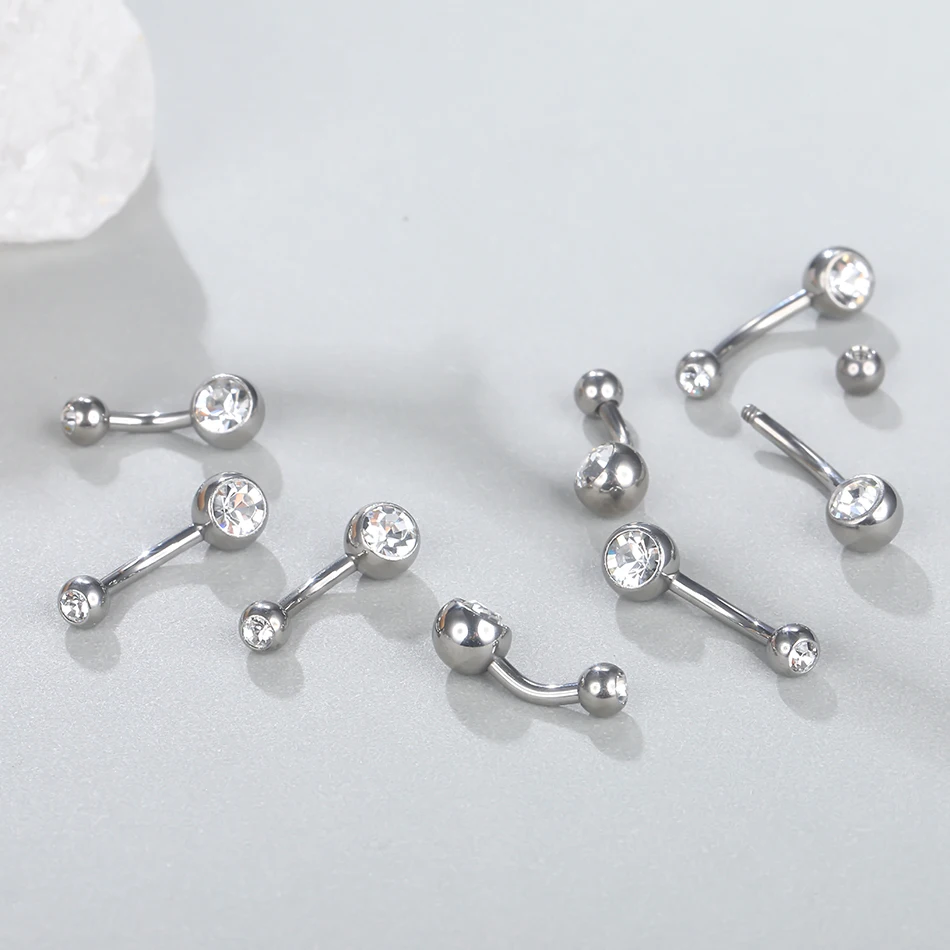 1Pc Titanium Navel Piercing Jewelry Gems Belly Button Piercing Ombligo External Thread Ear Piercer Navel Earring Women 6/8/10/12
