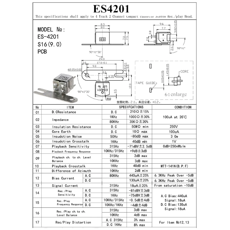 Wear-resistant Magnetic Head YCOG16/YBBS09/HS4211/ES4201/YC4206 Recorder Advanced