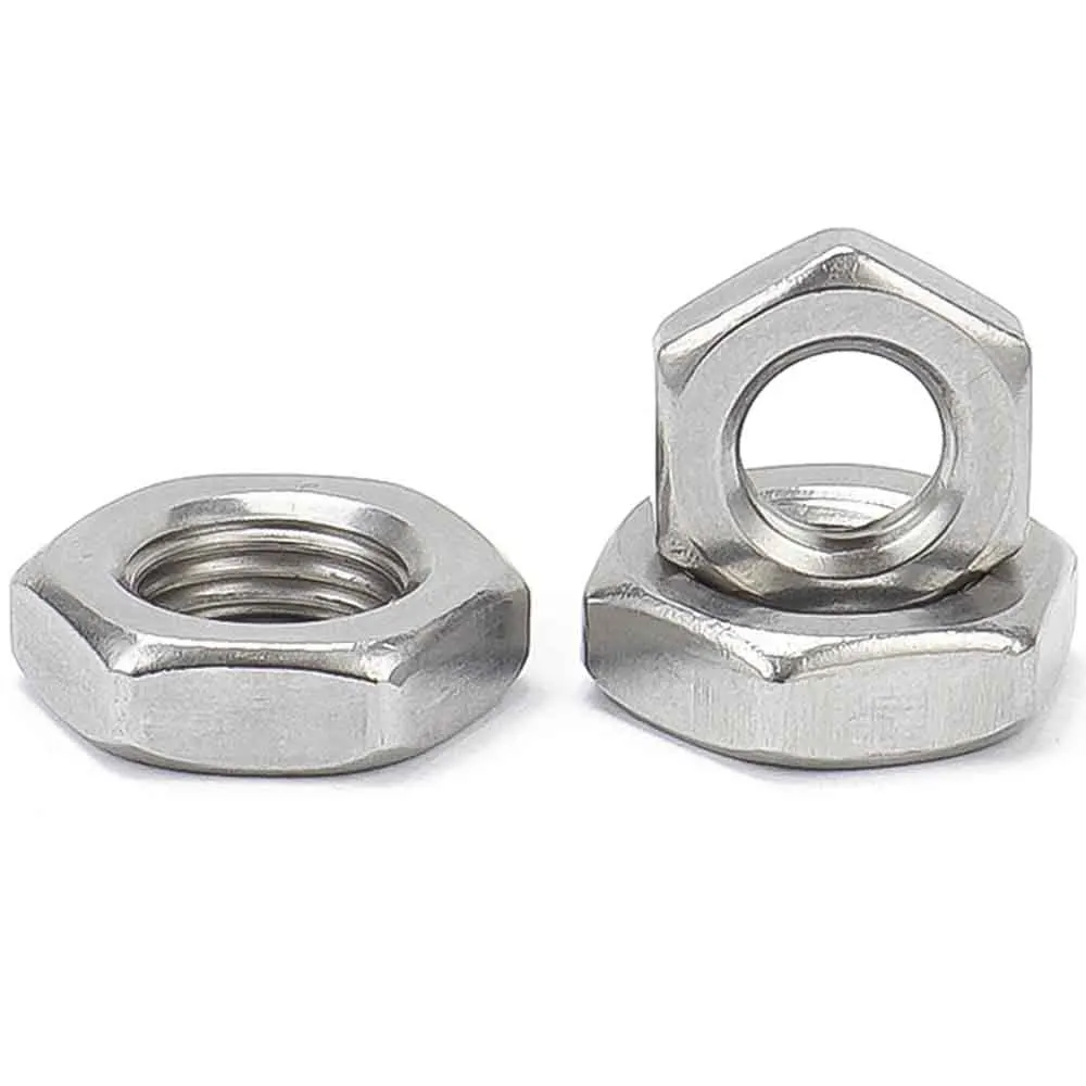 2/5/10/20/50pcs M2 M2.5 M3 M4 M5 M6 M8 M10 M12 M14 M16 304 316 A2 A4 Stainless Steel Flat Hex Hexagon Thin Nut Jam Nut DIN439