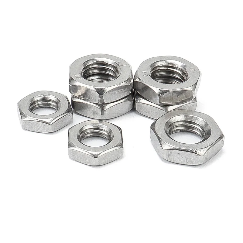 2/5/10/20/50pcs M2 M2.5 M3 M4 M5 M6 M8 M10 M12 M14 M16 304 316 A2 A4 Stainless Steel Flat Hex Hexagon Thin Nut Jam Nut DIN439