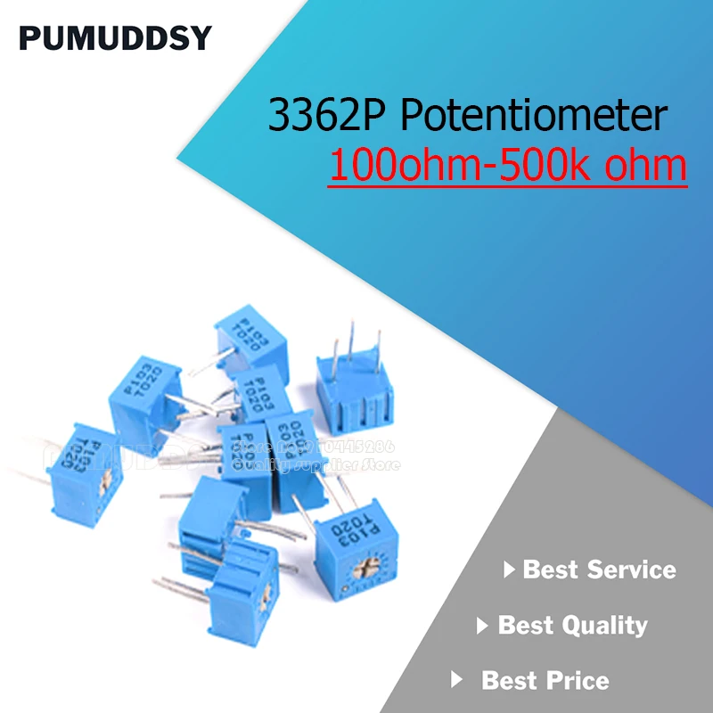 10PCS 3362P Series Resistance 101 201 501 102 202 502 103 Trimpo Trimmer Potentiometer 3362 500R 1K 2K 5K 10K 20K 50K 100K 2M