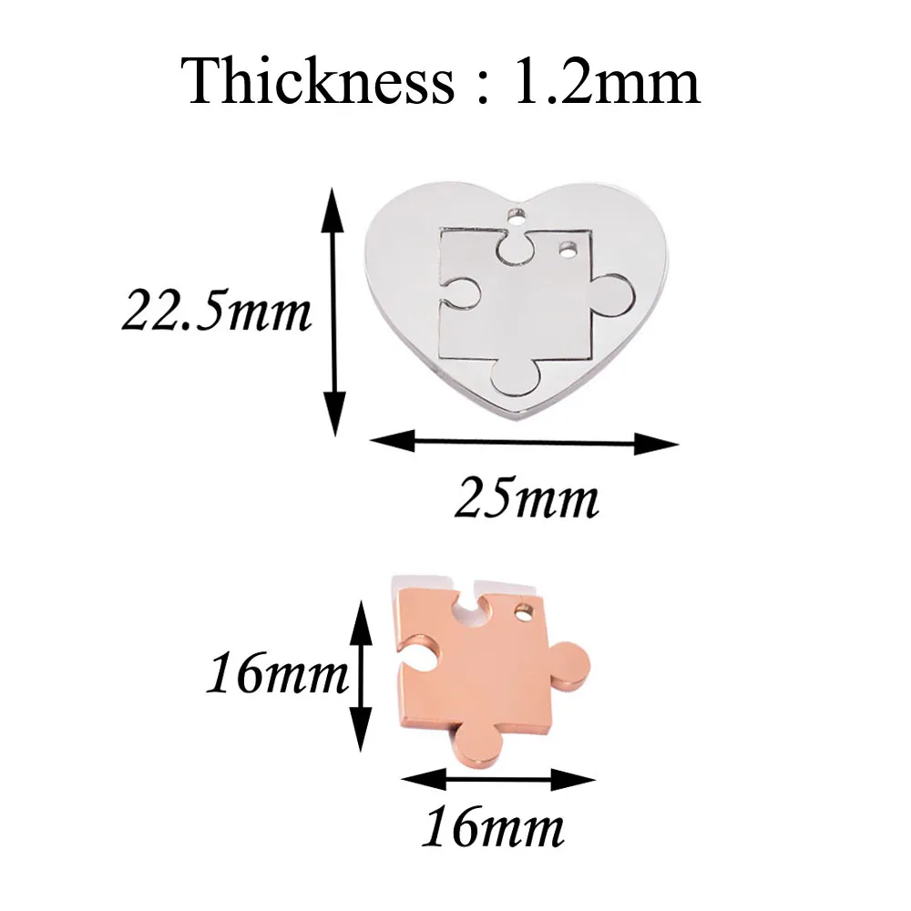 10Pcs/Lot Stainless Steel Heart Charms DIY Necklace Bracelet Hand Jewelry Making Findings Wholesale