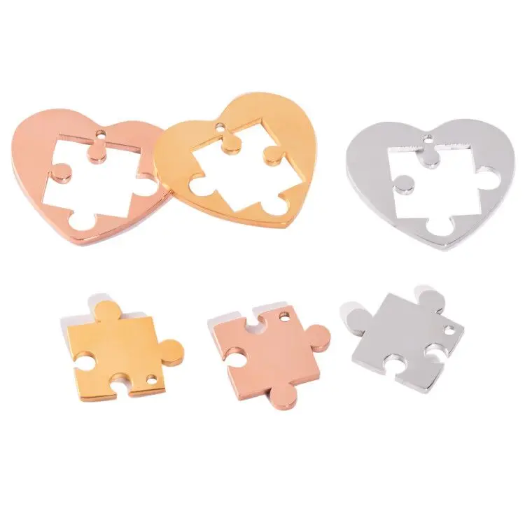 10Pcs/Lot Stainless Steel Heart Charms DIY Necklace Bracelet Hand Jewelry Making Findings Wholesale
