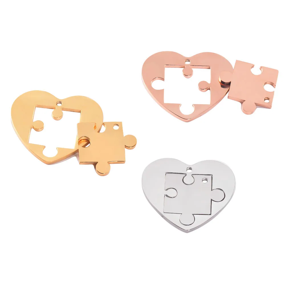 10Pcs/Lot Stainless Steel Heart Charms DIY Necklace Bracelet Hand Jewelry Making Findings Wholesale