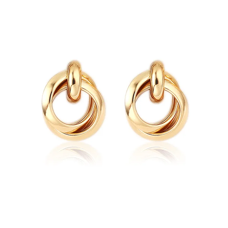 New Fashion Small Stud Earrings for Women Gold Color Metal Twisted Statement Earring Classic Simple Beautiful Jewelry Wholesale