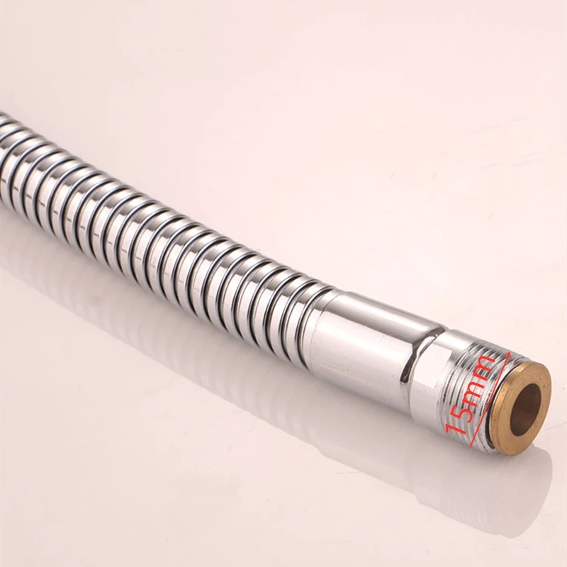 1PC 15mm Thick Hose Stainless Steel Pull-Out Faucet Kitchen Tap Telescopic Basin Faucet Pull-Out tube Fittings 1.5M