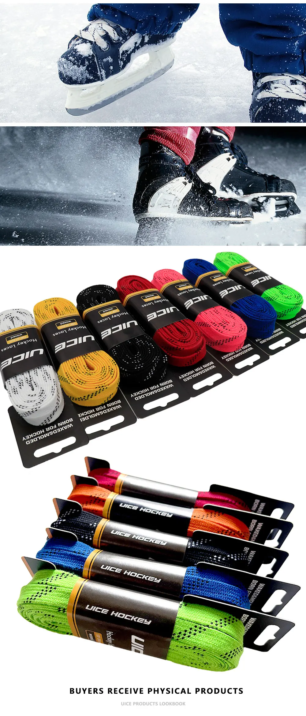 UICE Ice Hockey Skate Laces 84/96/108/120inch Skates Hockey Shoe Lacer Dual Layer Braid Reinforced Hockey Accessories