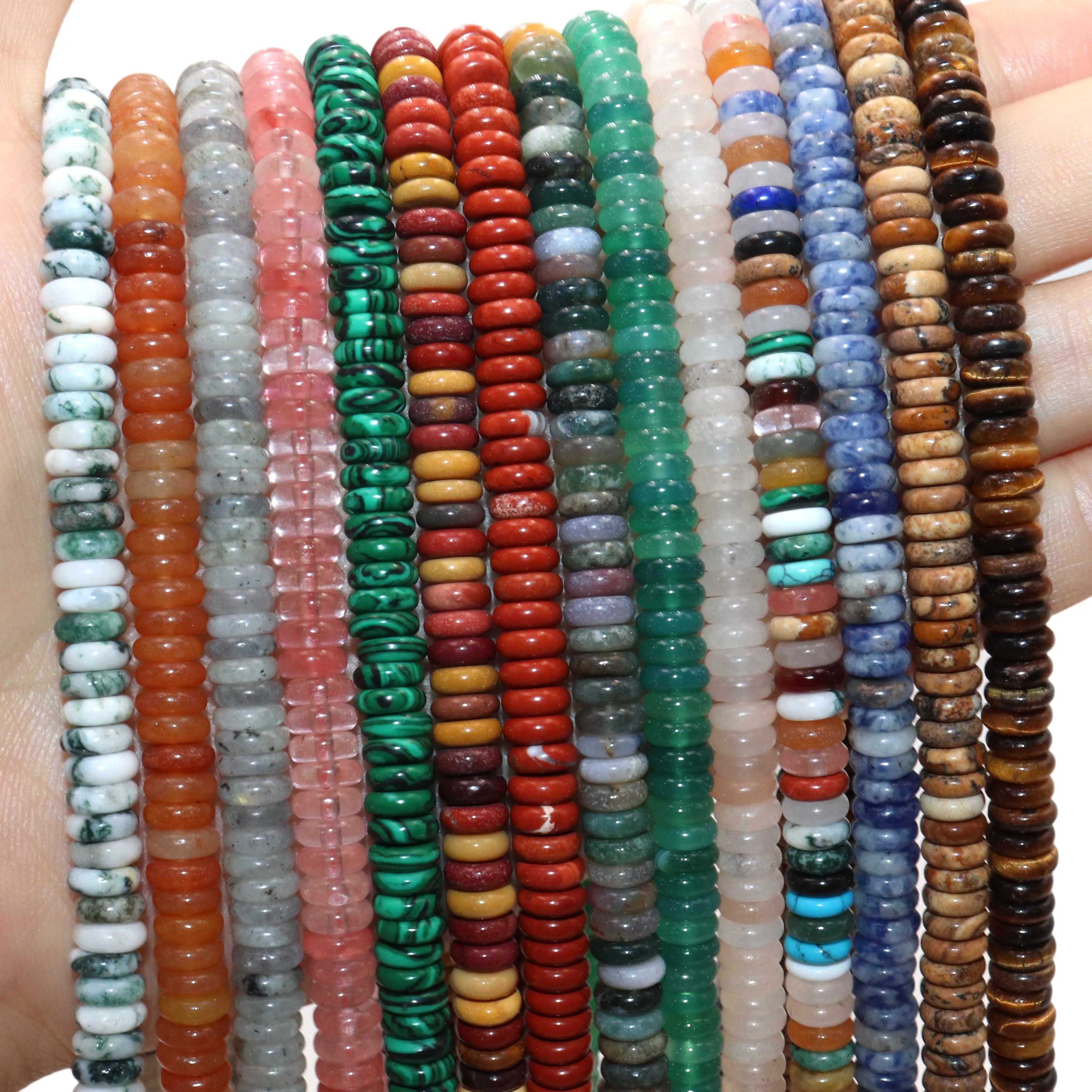 Natural Agates Lapis Lazuli Tiger Eye Stone Spacer Loose Flat Beads For Jewelry Making Diy Bracelets Necklace Accessories 2*6mm