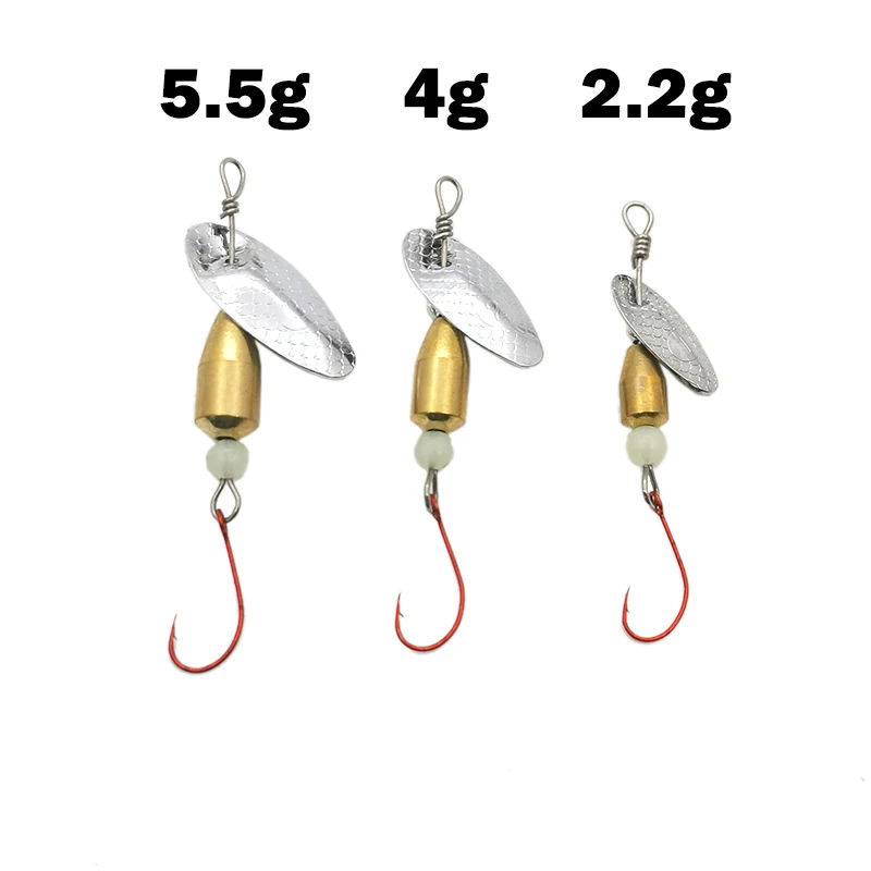OUTKIT 1Pcs Spinner Spoon Metal Bait Micro Fishing Lure Small Sequins Copper Long Shot Baits For Bass Trout Perch Pike Rotating