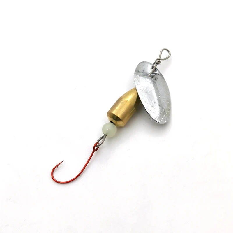 OUTKIT 1Pcs Spinner Spoon Metal Bait Micro Fishing Lure Small Sequins Copper Long Shot Baits For Bass Trout Perch Pike Rotating