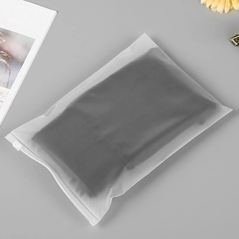 10Pcs Matte Clear Plastic Package Clothes Shoes Storage Bag Waterproof Zip Portable Organizer Frosted Bag Household Supplies