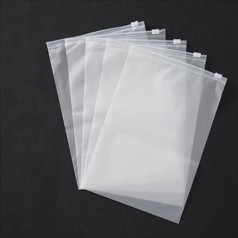 10Pcs Matte Clear Plastic Package Clothes Shoes Storage Bag Waterproof Zip Portable Organizer Frosted Bag Household Supplies