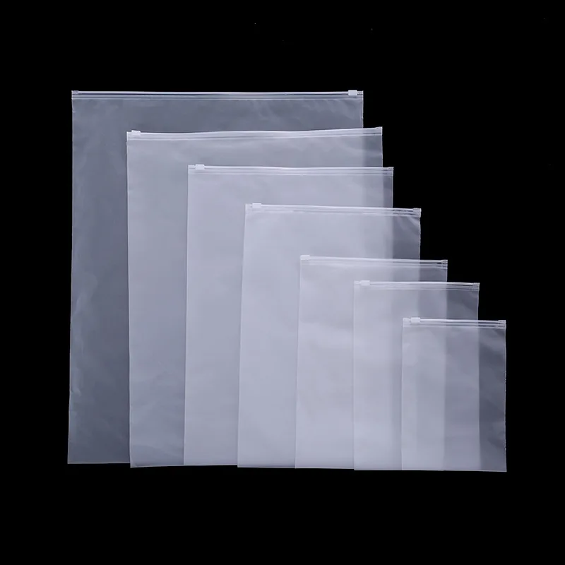 10Pcs Matte Clear Plastic Package Clothes Shoes Storage Bag Waterproof Zip Portable Organizer Frosted Bag Household Supplies