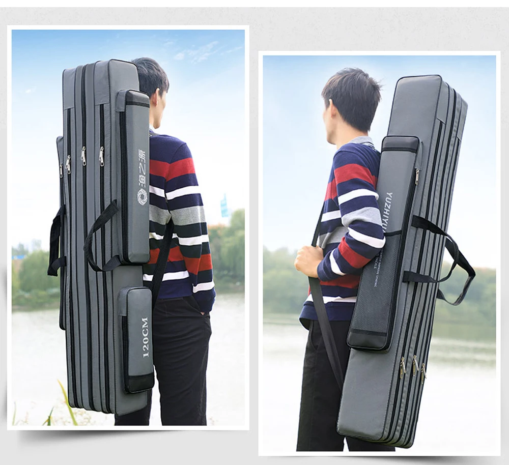 Waterproof Fishing Rod Bag 3/4 Layer Thick Oxford Fishing Box 80-130cm Fishing Pole Tools Storage Case Large Capacity Pesca Bag