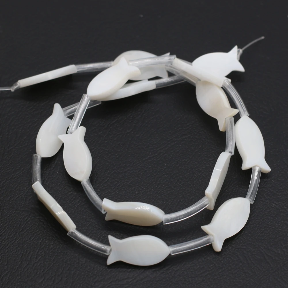 Natural white freshwater shell mother-of-pearl fish-shaped loose spacer beads jewelry making DIY bracelet necklace accessories