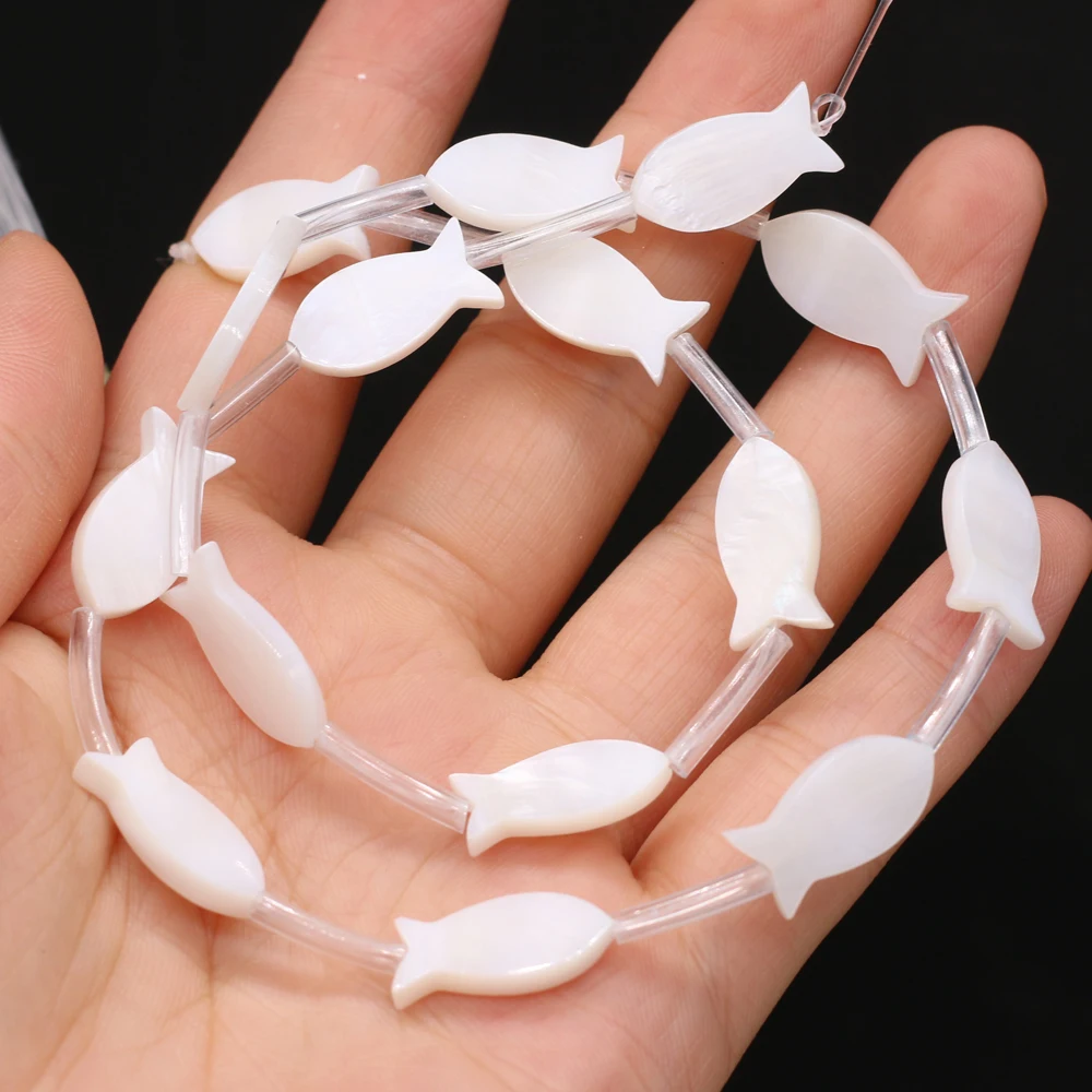 Natural white freshwater shell mother-of-pearl fish-shaped loose spacer beads jewelry making DIY bracelet necklace accessories