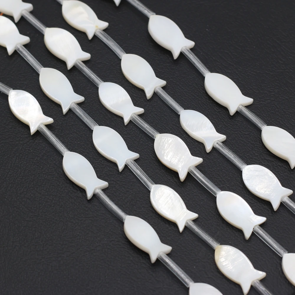 Natural white freshwater shell mother-of-pearl fish-shaped loose spacer beads jewelry making DIY bracelet necklace accessories