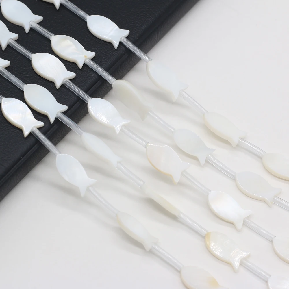 Natural white freshwater shell mother-of-pearl fish-shaped loose spacer beads jewelry making DIY bracelet necklace accessories