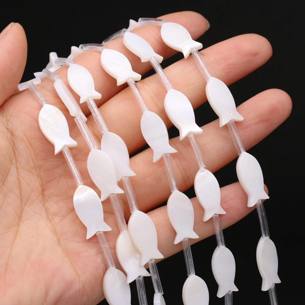 Natural white freshwater shell mother-of-pearl fish-shaped loose spacer beads jewelry making DIY bracelet necklace accessories